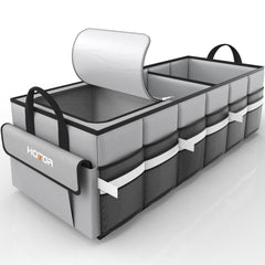 HOTOR trunk organizer with built-in leakproof cooler for organized groceries on the go.