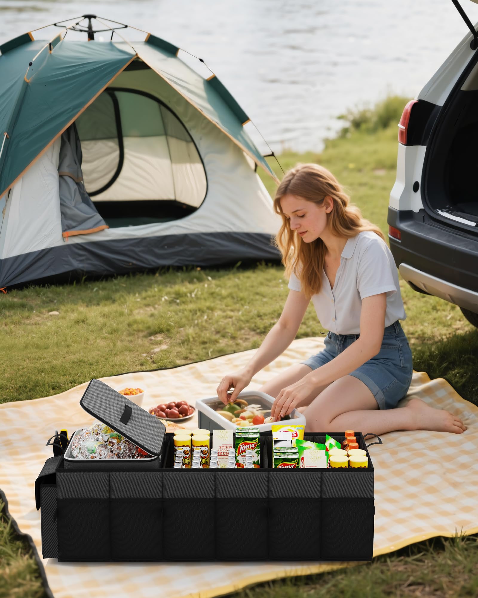 Camping trips become easier with the HOTOR organizer and insulated cooler bag.