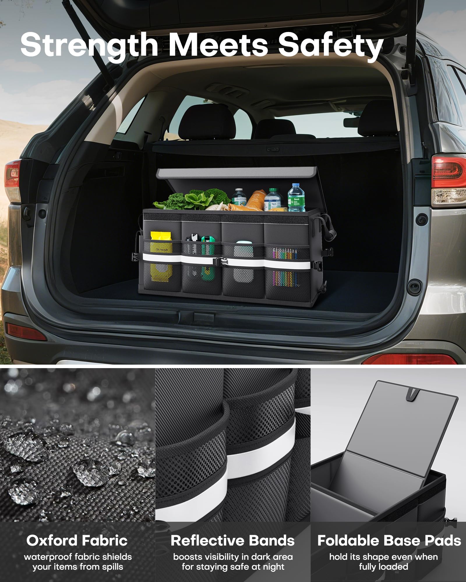 HOTOR trunk organizer collapsible storage folds for compact use