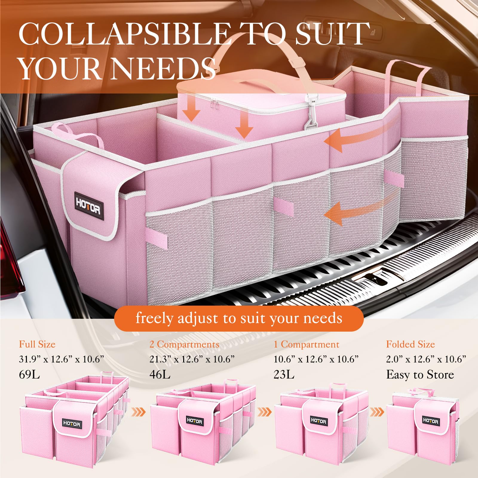 Easy-access design with mesh pockets and side compartments