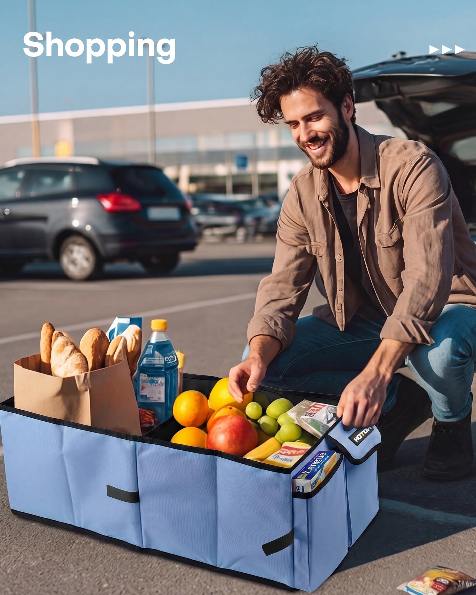 HOTOR Trunk Organizer folds flat for compact storage.