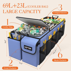 HOTOR trunk organizer foldable design saves trunk space and enables easy access.