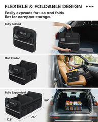 HOTOR Trunk Organizer reflective strip boosts safety in low light.