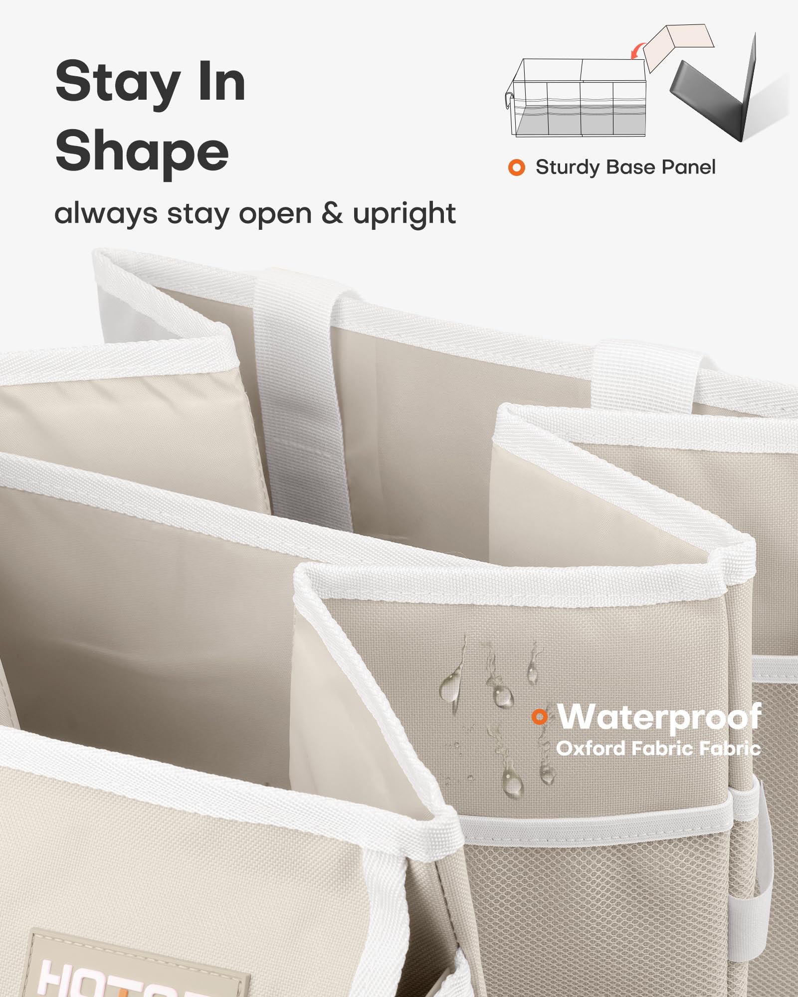 HOTOR trunk organizer reinforced stitching enhances durability for heavy use