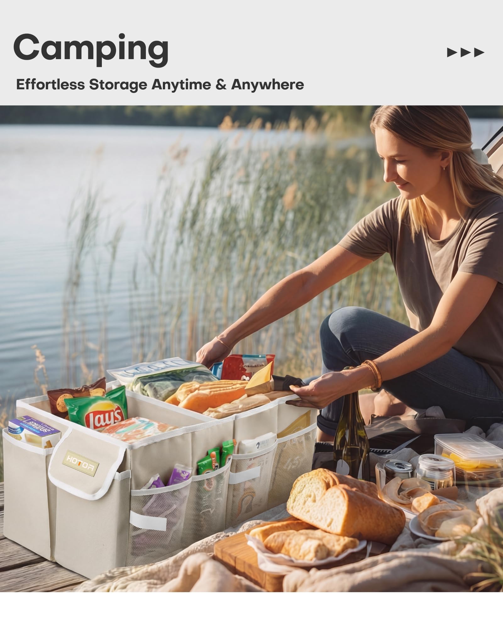 HOTOR trunk organizer thickened base panel stabilizes loads