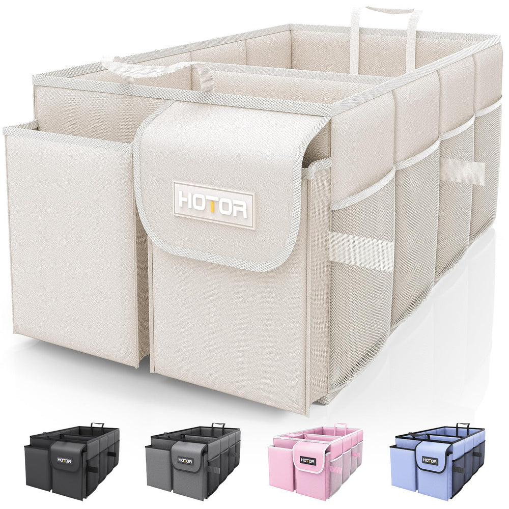 HOTOR trunk organizer two large compartments keep groceries neatly organized