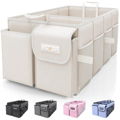 HOTOR trunk organizer two large compartments keep groceries neatly organized