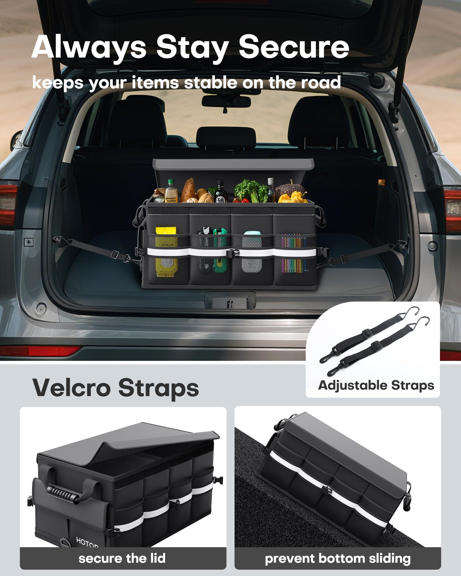 HOTOR trunk organizer water-repellent fabric protects contents