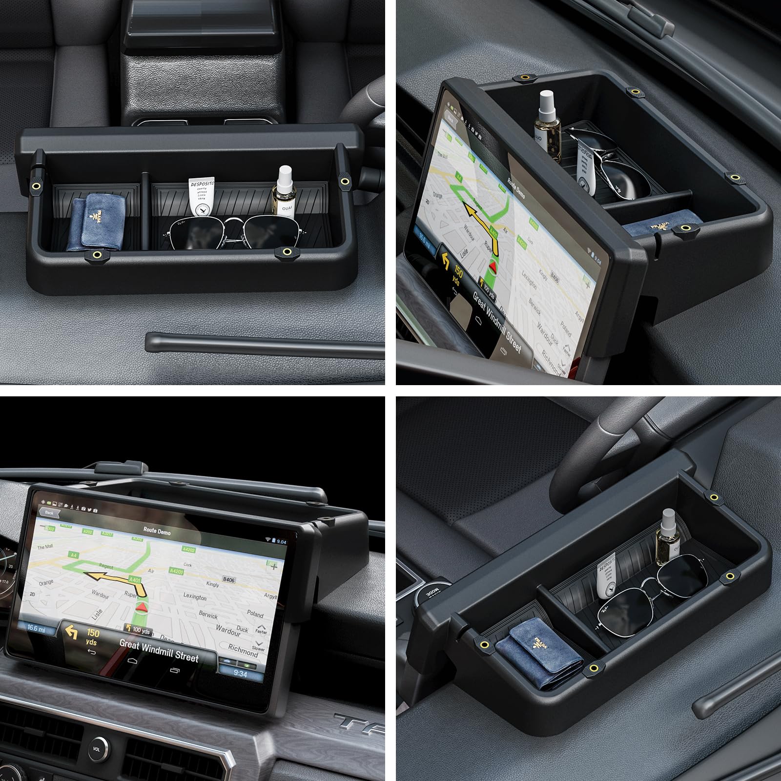 HOUCLEMIC center console organizer tray provides stable mounting for phone holders and GoPro
