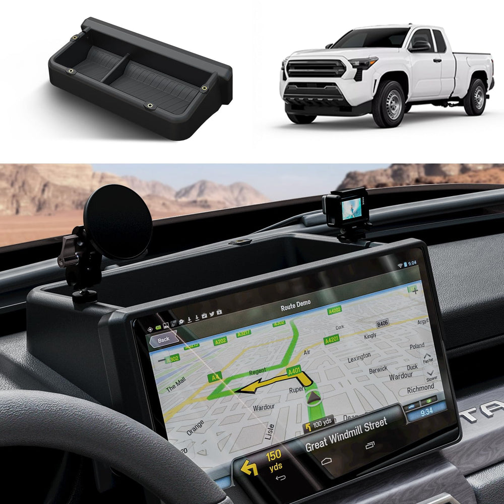 HOUCLEMIC dashboard behind-screen storage box for 14-inch Tacoma keeps essentials within reach