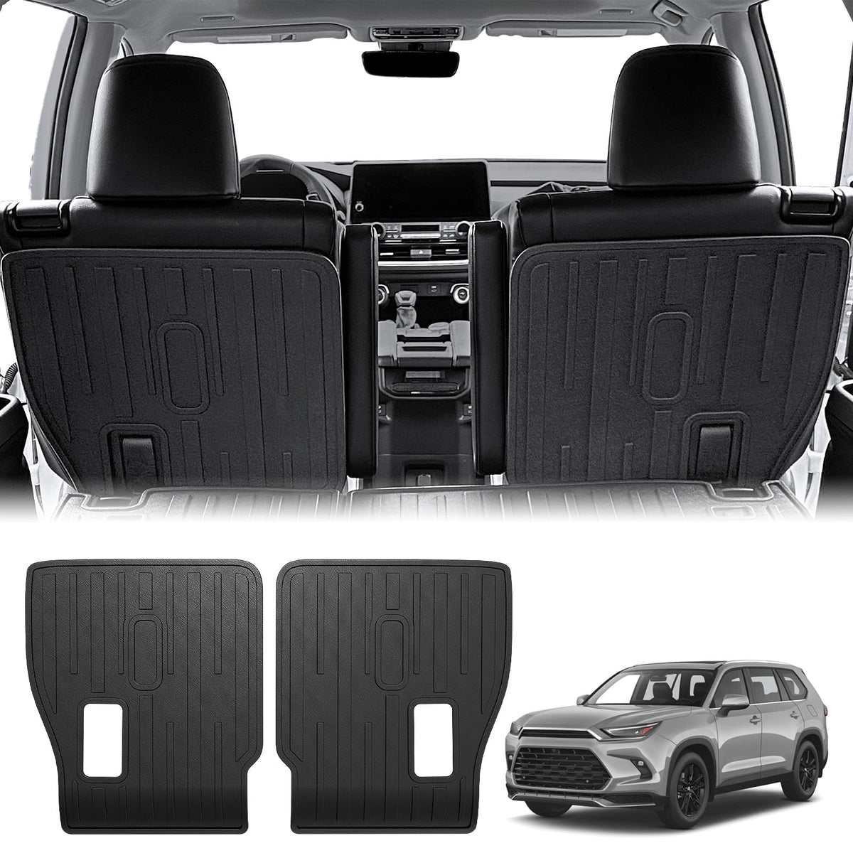 HOUCLEMIC Grand Highlander kick mats backrest protector guards 2nd-row seats on trips.
