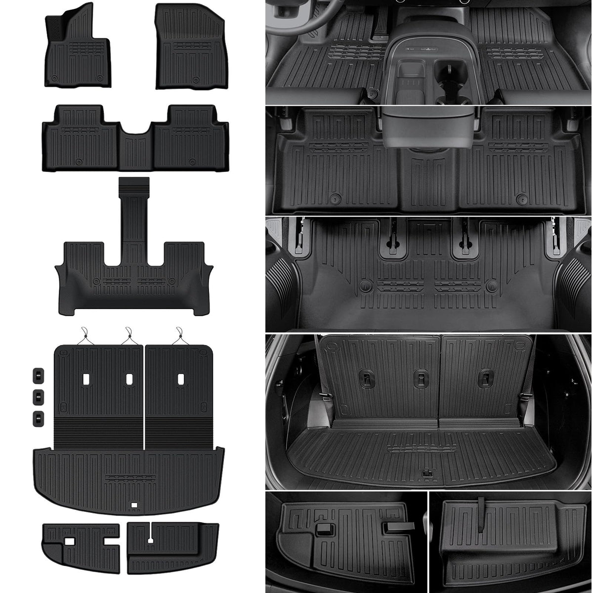 HOUCLEMIC Palisade floor mats with glove-fit protect seats from mud and spills.
