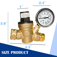 Hourleey RV regulator shows gauge and inlet screen for reliable connections