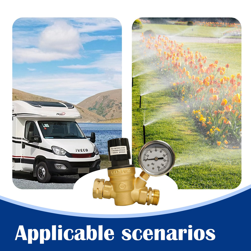 Hourleey regulator simplifies setup and protects RV plumbing on trips.