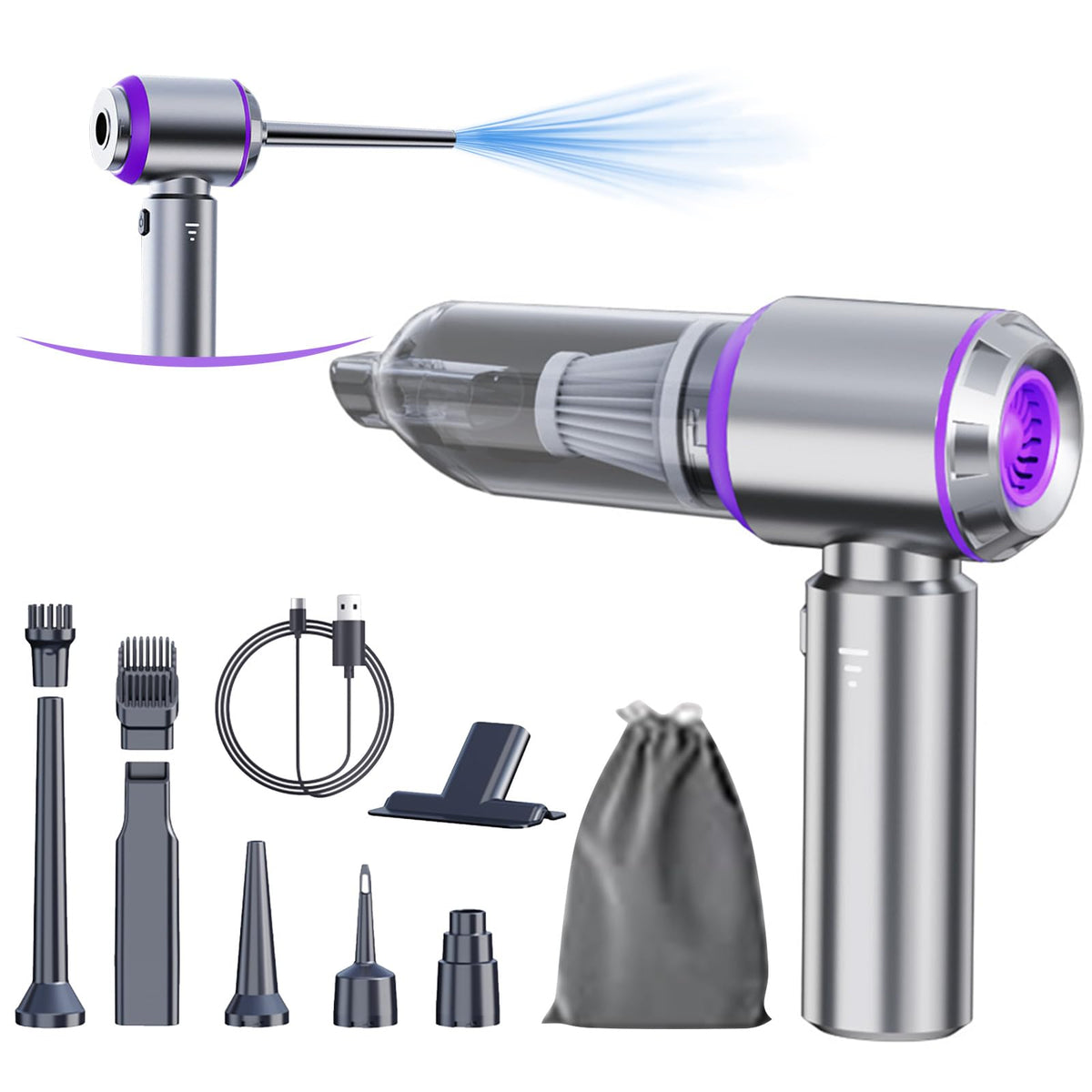 Houscly car vacuum shows 20000Pa suction for deep interior cleaning