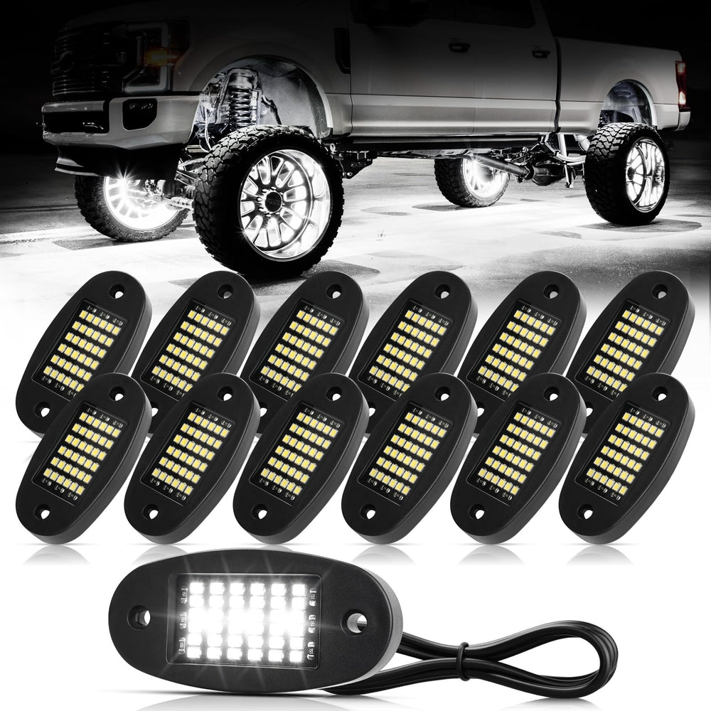 Hovano 12 pods rock light 6000K white glow across a vehicle