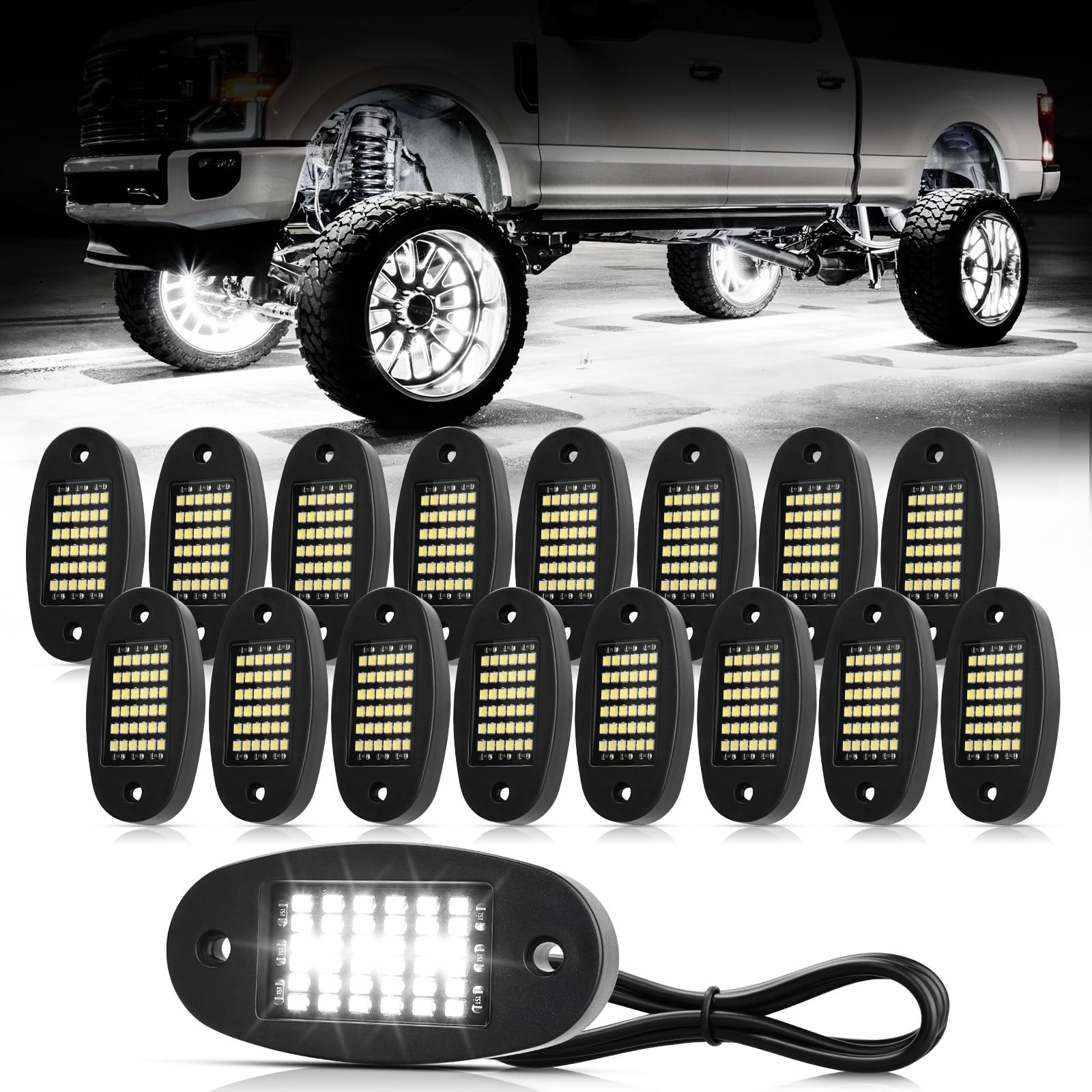 Hovano 16-pod white rock lights illuminate undercarriage for better visibility