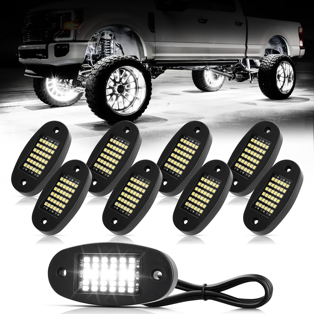 Hovano 8 pods white rock lights underbody illumination for safer night driving