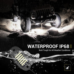 Hovano IP68 waterproof rock light resisting rain and mud outdoors