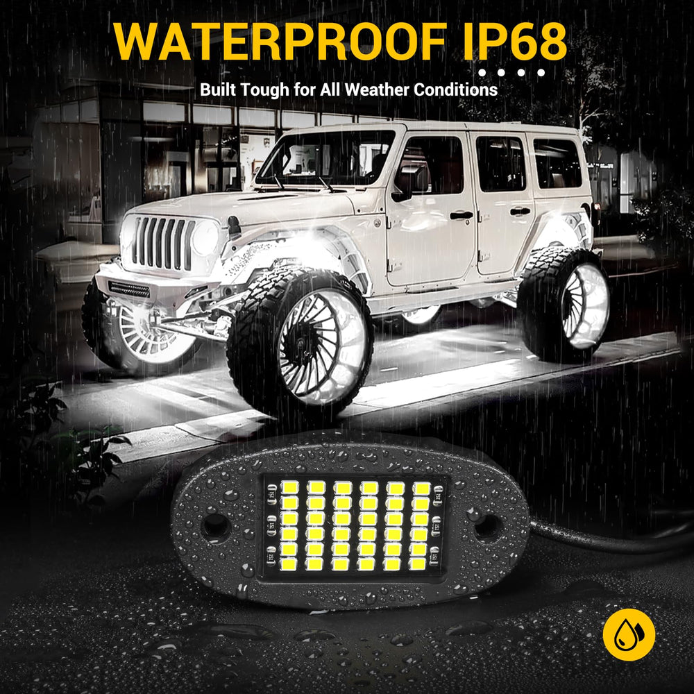 Hovano IP68 waterproof rock lights resist mud, rain, and dust.