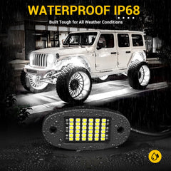 Hovano IP68 waterproof rock lights resist mud, rain, and dust.