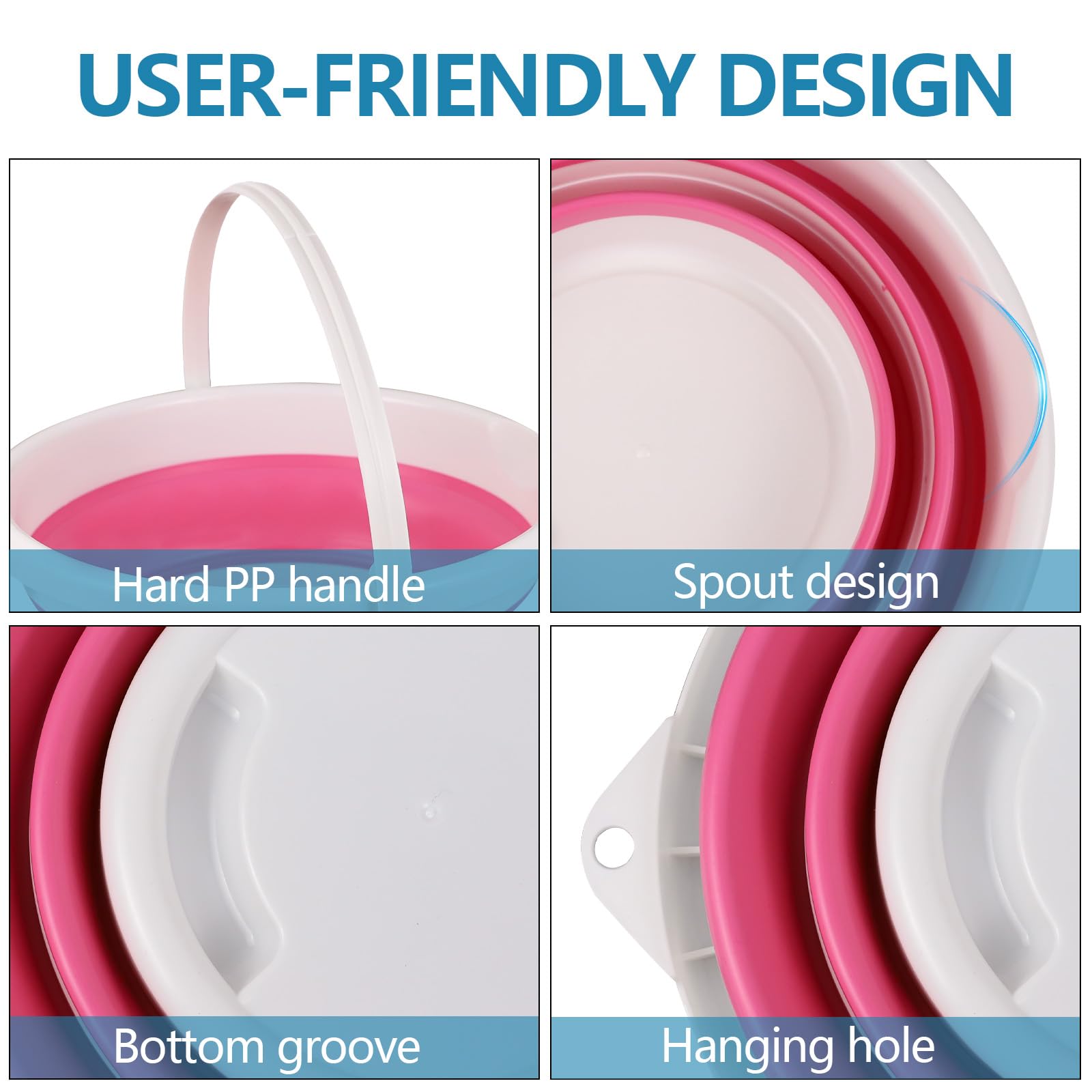 Hovom bucket bottom notch for controlled pouring and minimized spills.