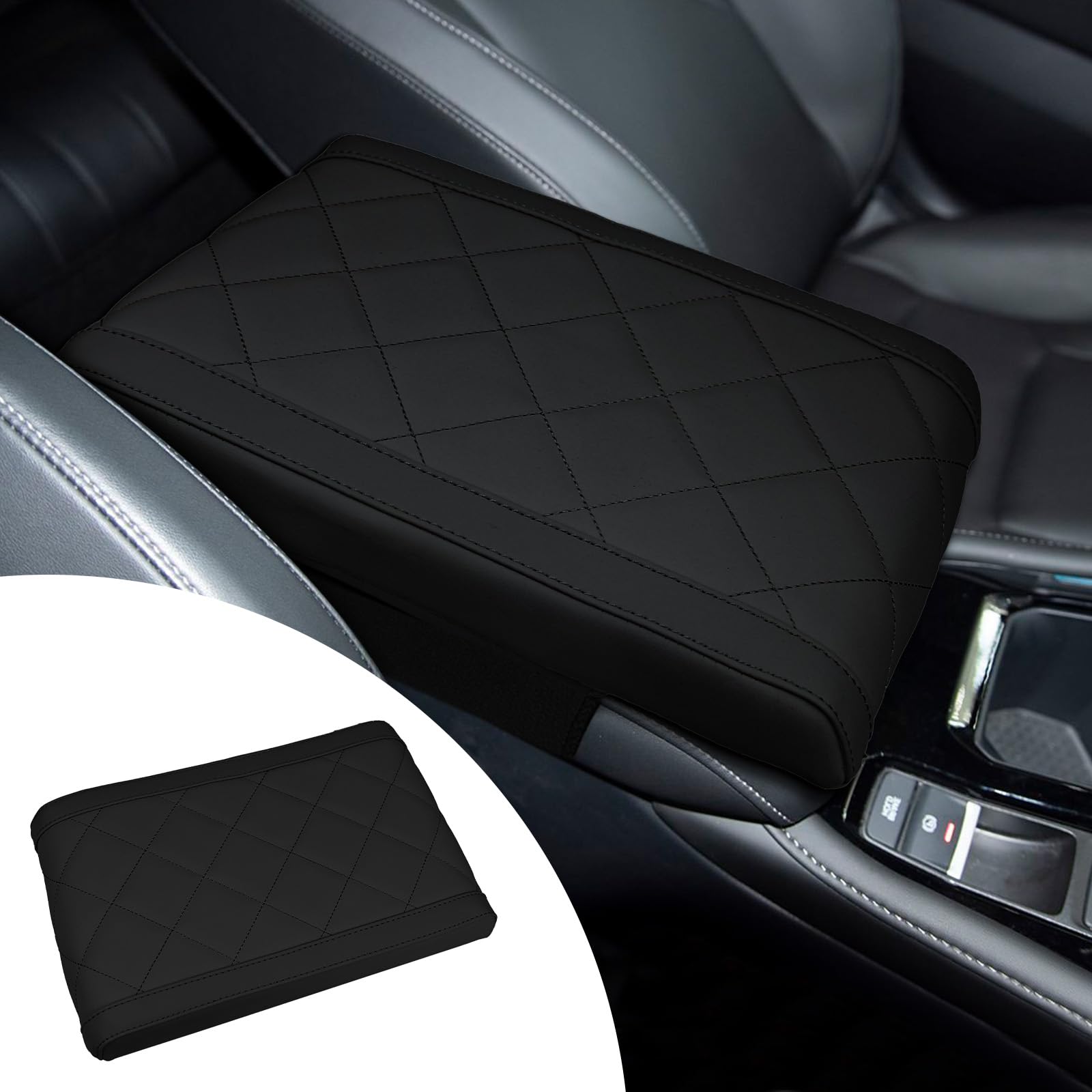 Hovom car center console armrest pillow in use for extra comfort during long drives.