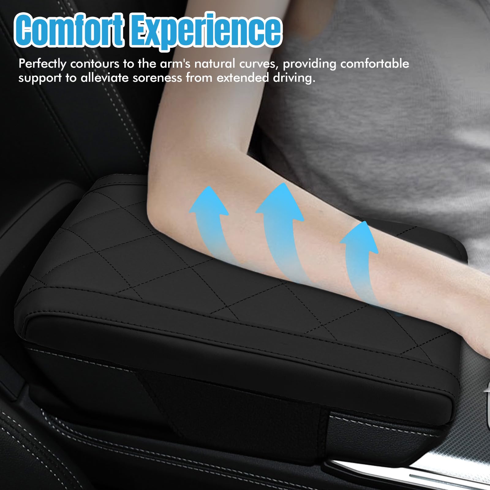 Hovom diamond-pattern stitching adds aesthetic detail while protecting the armrest surface.