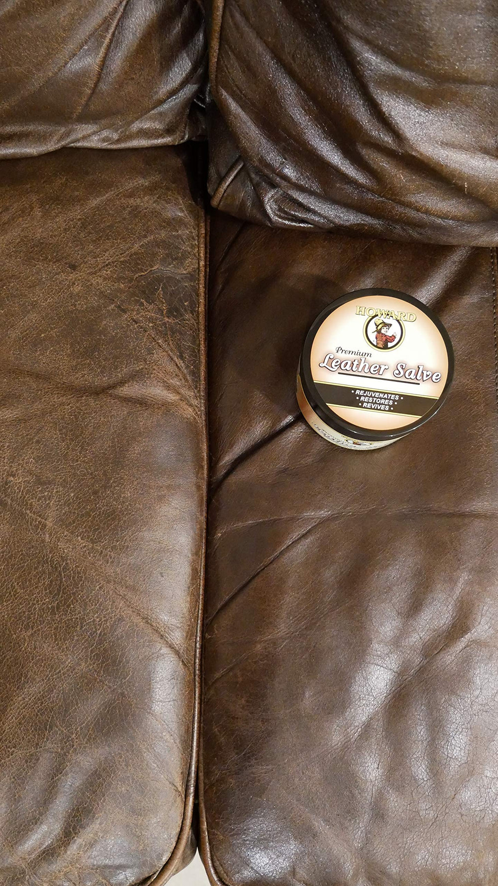 Howard Leather Salve closeup of nourishing oils on surface