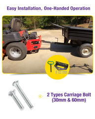HOWBOW 3/4 inch hitch pin hole closeup shows easy one handed installation.