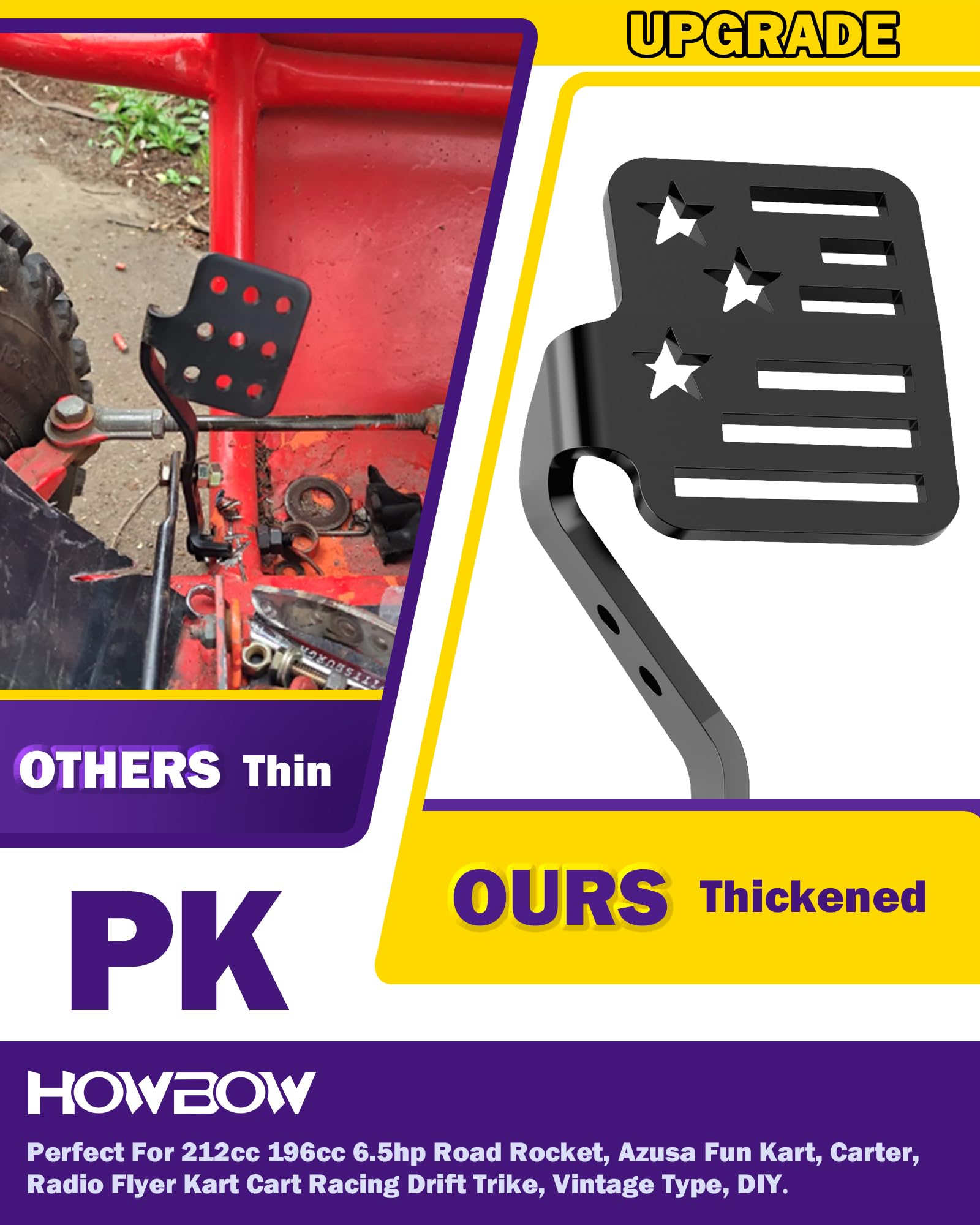 HOWBOW Go Kart durable steel texture highlights rust-resistant construction and long-lasting use.