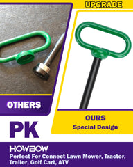 HOWBOW trailer hitch pin rubber-coated body visible to resist rust outdoors.