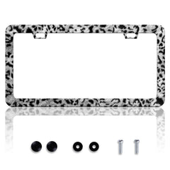 HOWKWAWY grey leopard license frame adds style and durability