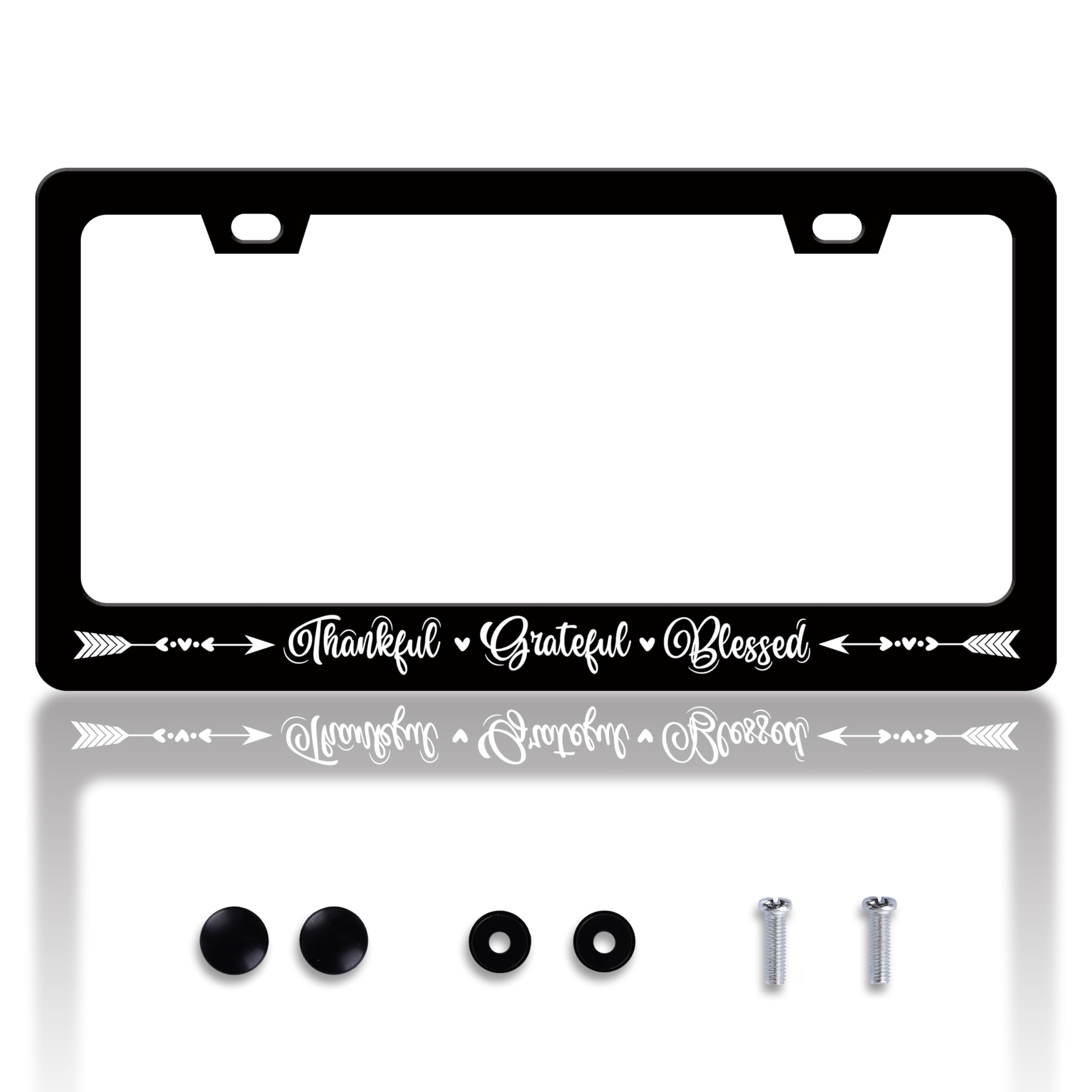 HOWKWAWY thankful license plate frame front view enhances curb appeal