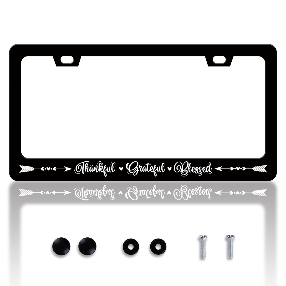 HOWKWAWY thankful license plate frame front view enhances curb appeal