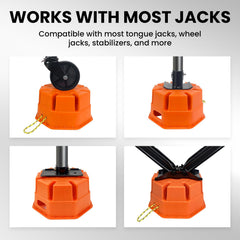HOXWELL 12x12x6-in leveling block on grass demonstrates stable RV parking.