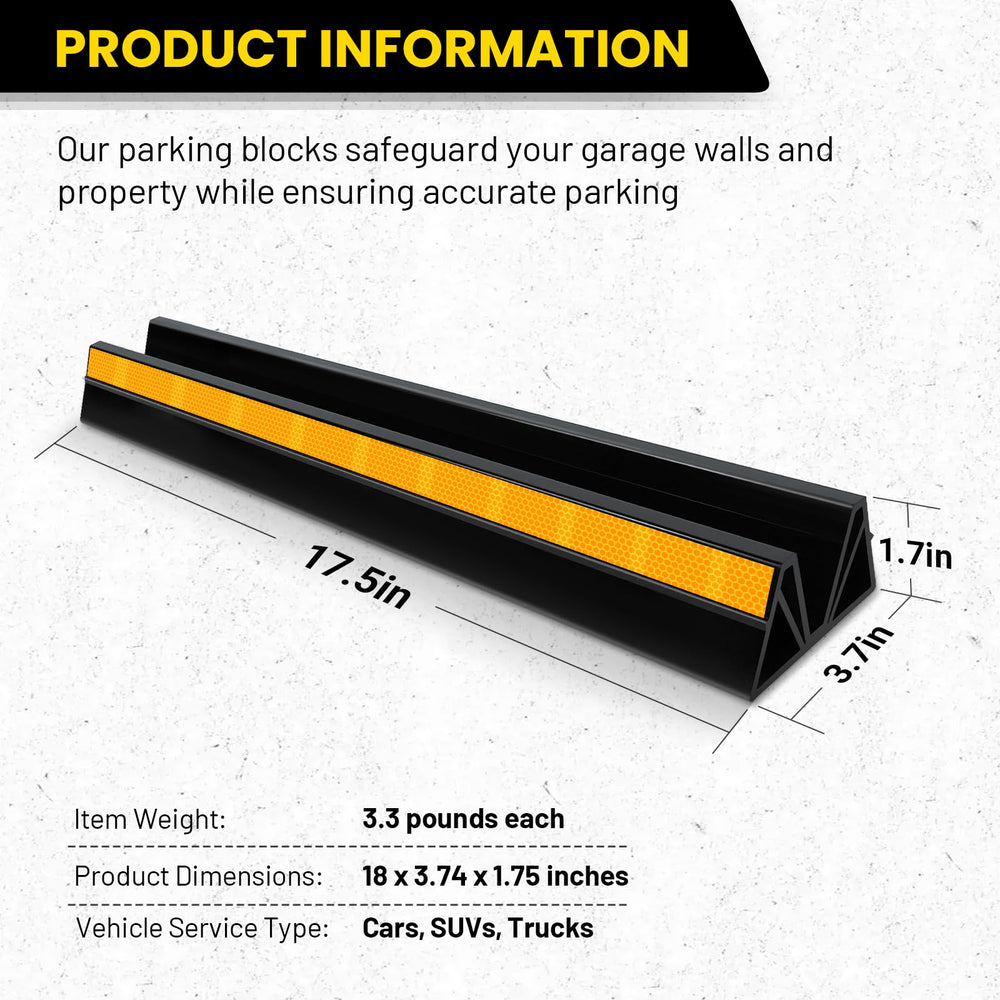 HOXWELL 2-pcs 18-inch parking bumper side view showing stable placement