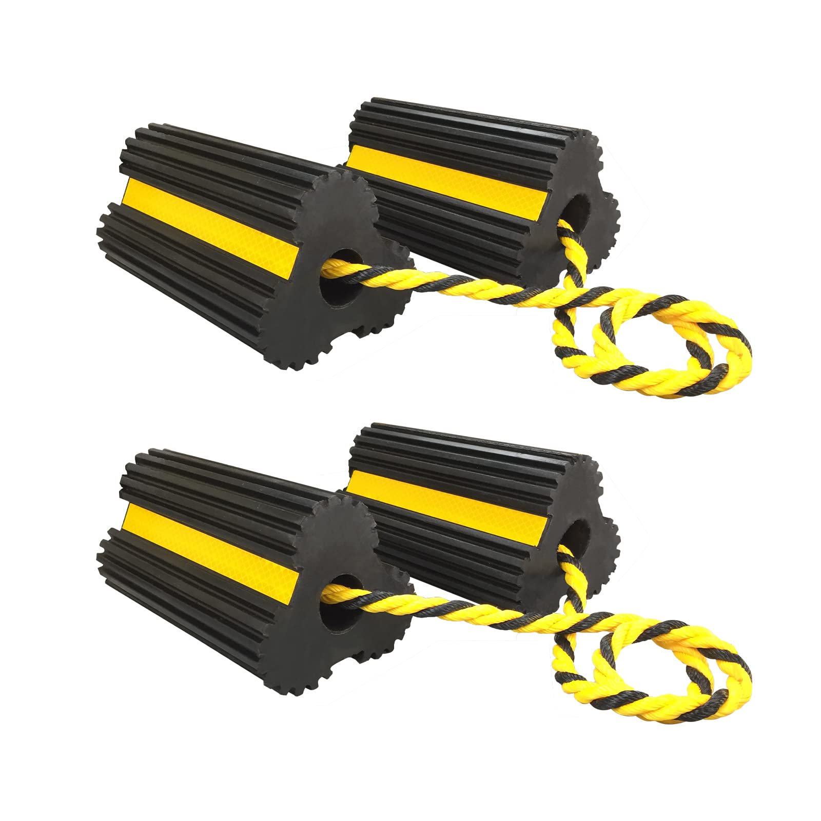 HOXWELL wheel chocks securing front and back of tire for stability