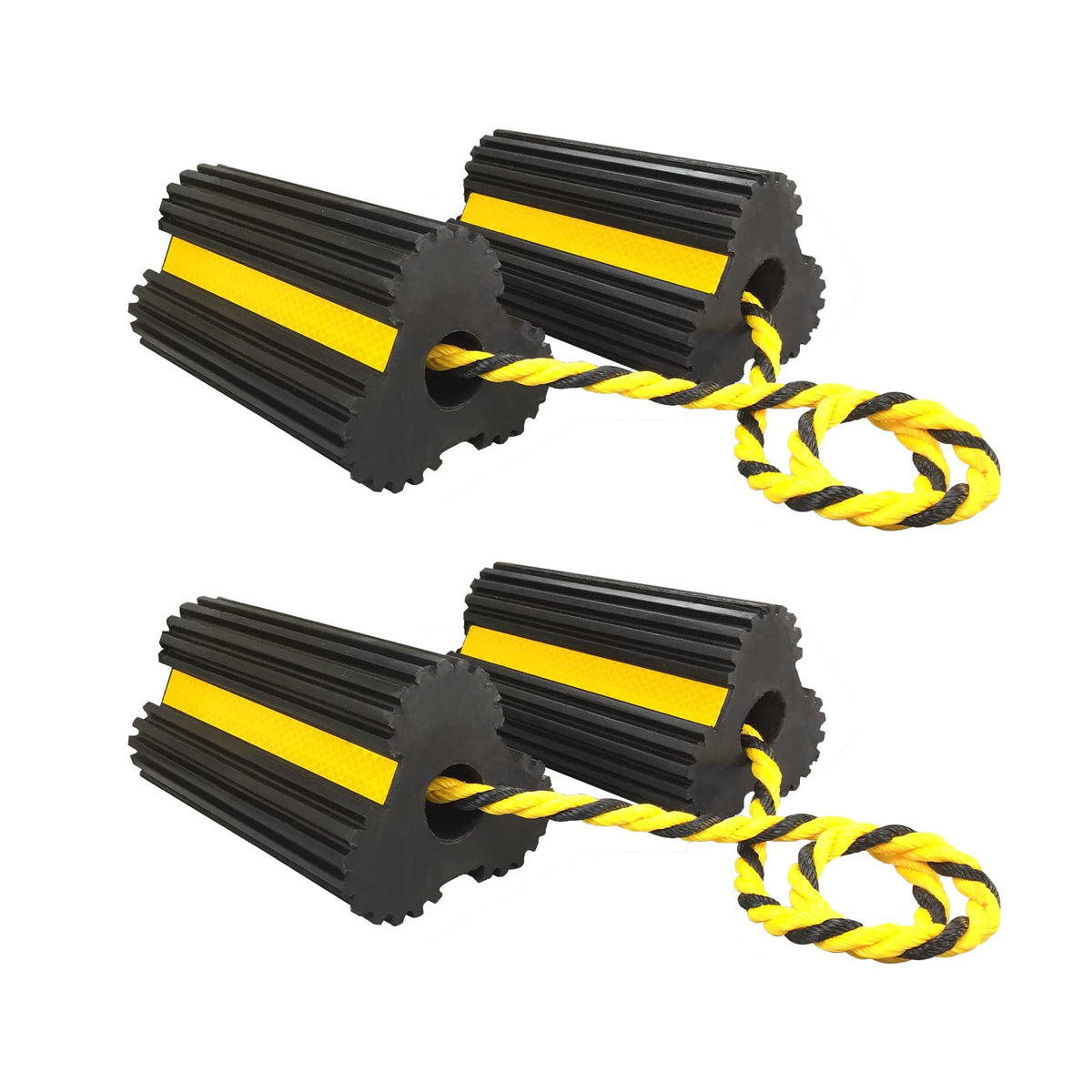HOXWELL wheel chocks securing front and back of tire for stability