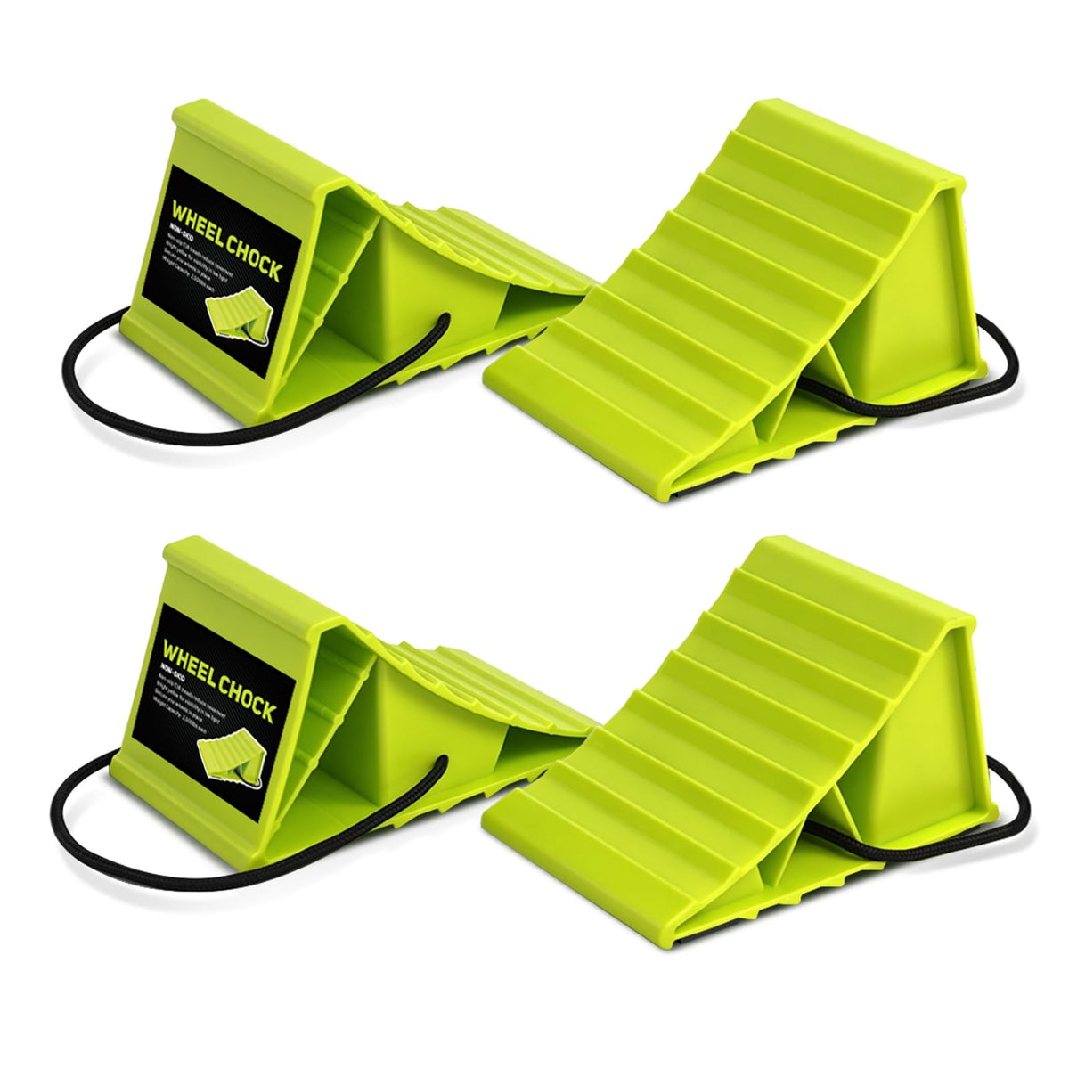 HOXWELL 2Pair wheel chocks pack shows compact design for travel and safety.