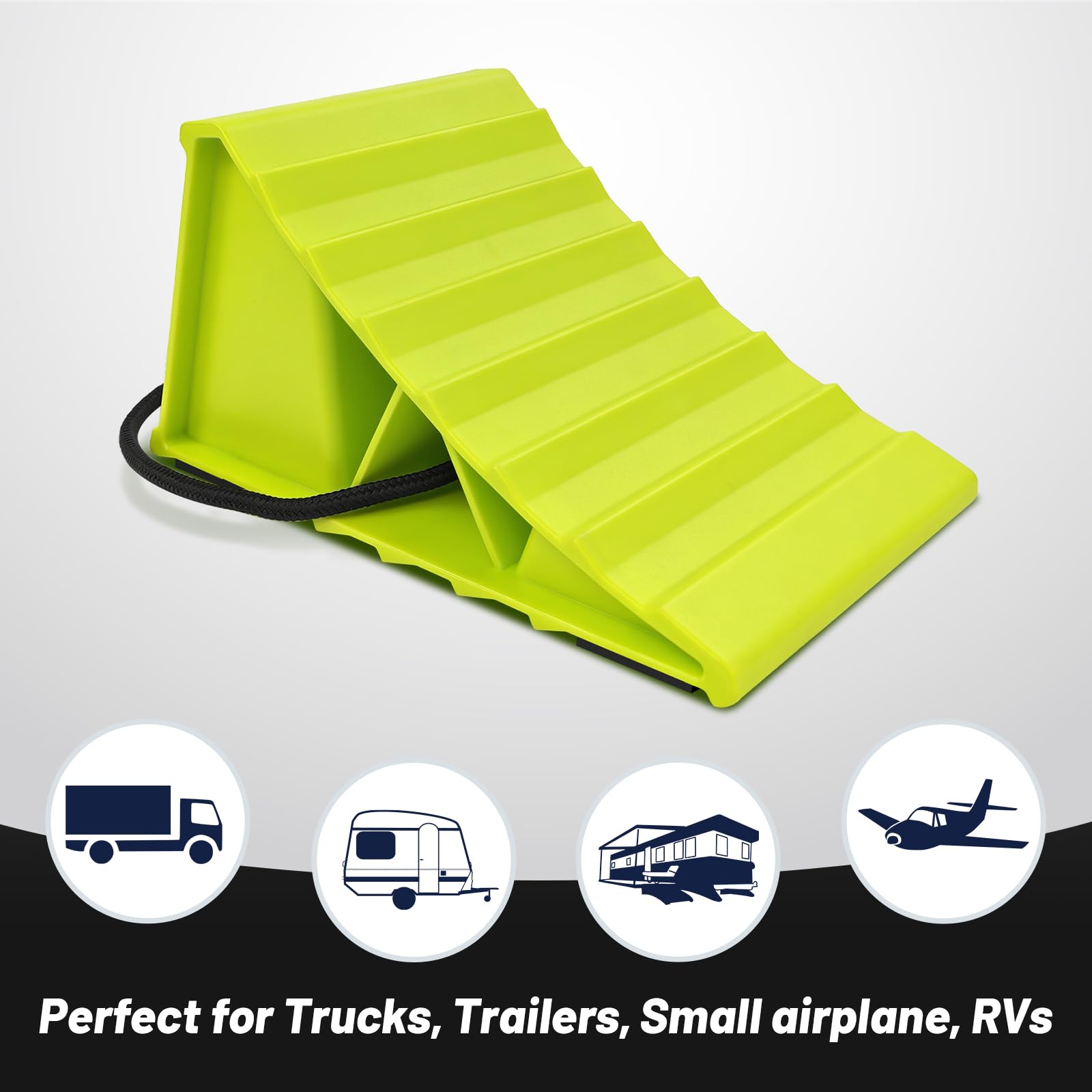 HOXWELL bright-green chocks improve visibility in low light environments.
