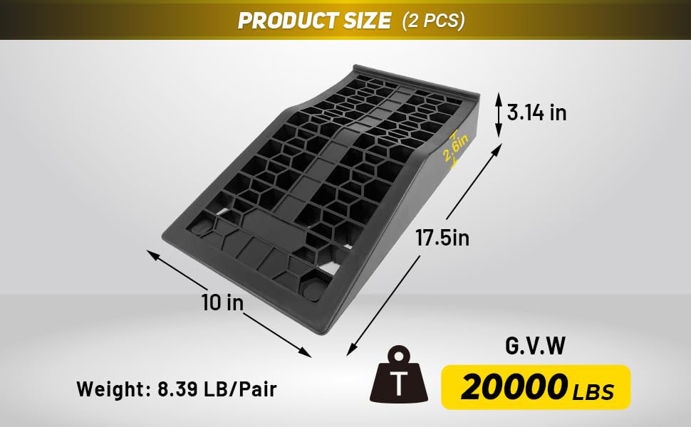 HOXWELL car ramps show 10-inch width for broader tire support