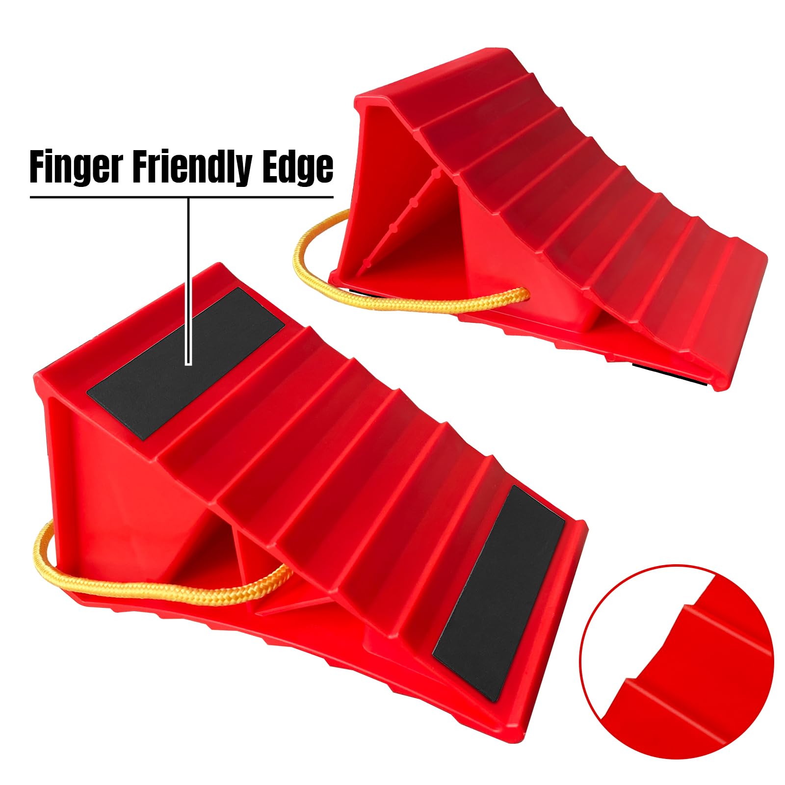 HOXWELL durable hard-plastic wheel chocks resist UV and moisture