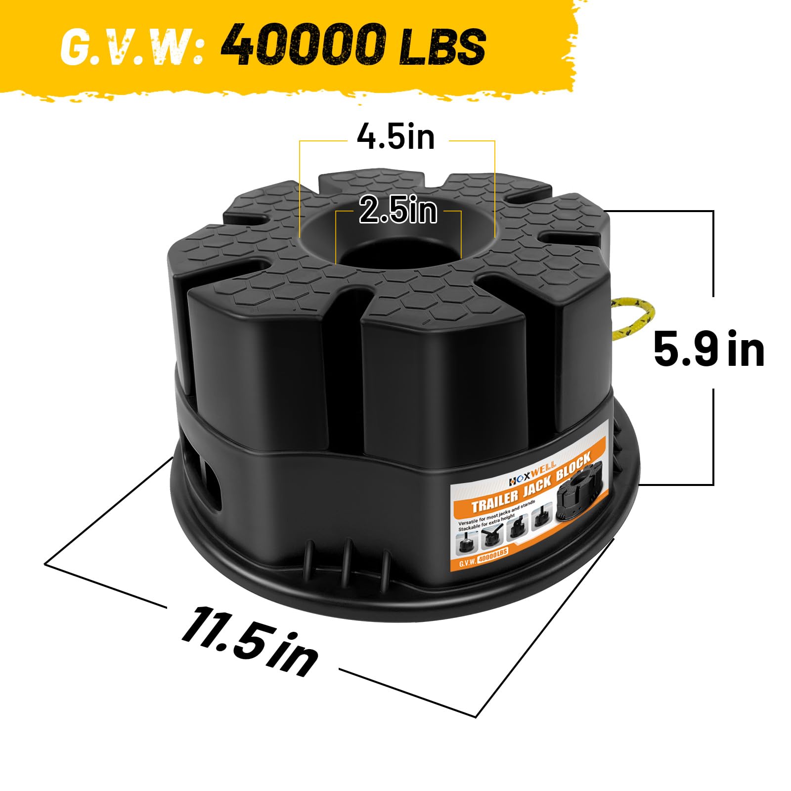 HOXWELL heavy-duty rv stabilizer block resists dirt and oil for long-lasting stability.