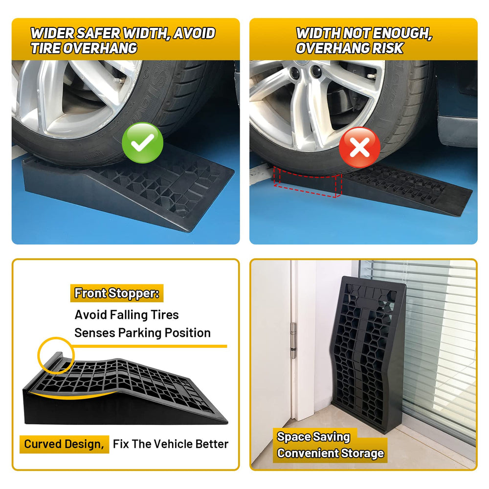 HOXWELL low-profile ramps with non-slip bottom pads for secure setup