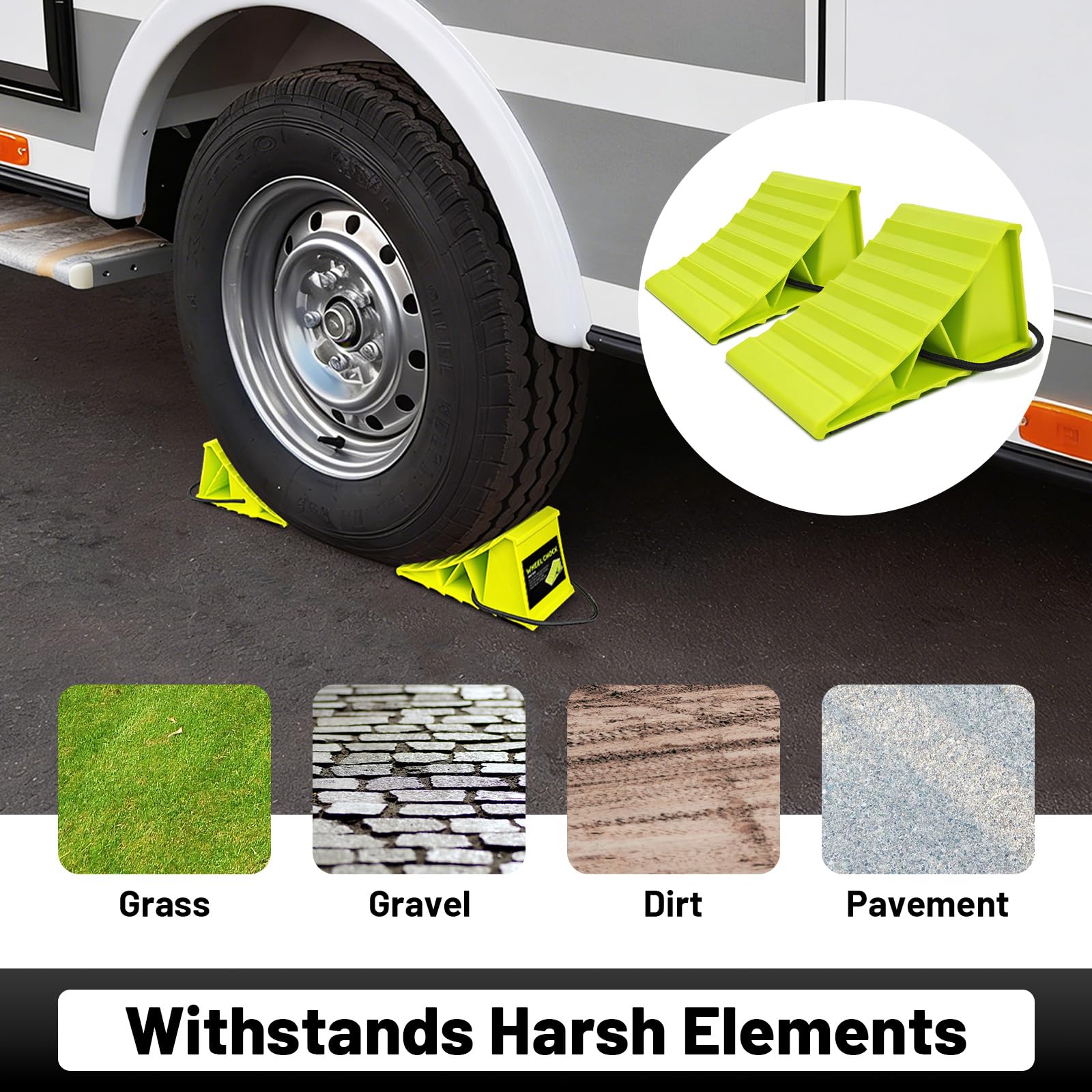 HOXWELL rope-included chocks offer easy carry and rapid deployment.