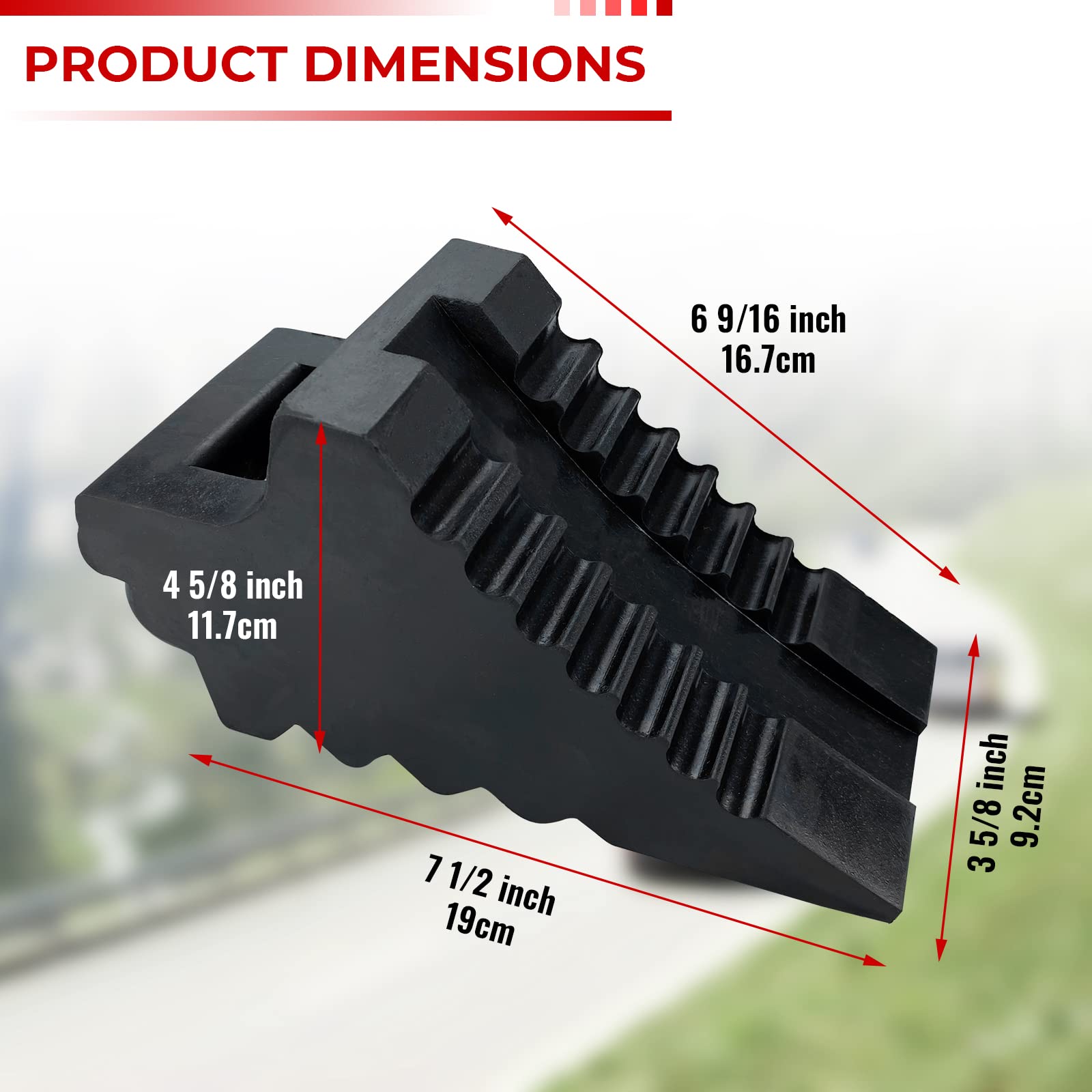 HOXWELL solid wheel chocks with triangular base and rugged rubber construction