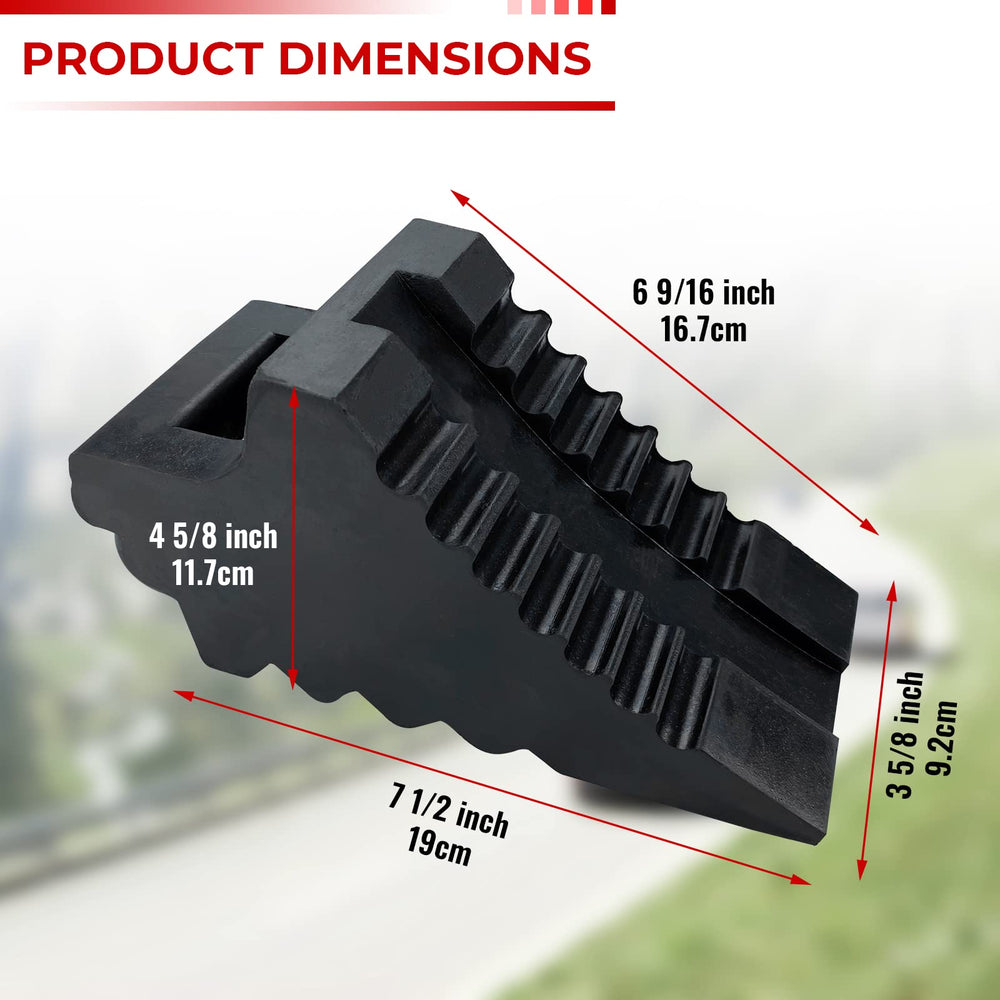 HOXWELL solid wheel chocks with triangular base and rugged rubber construction