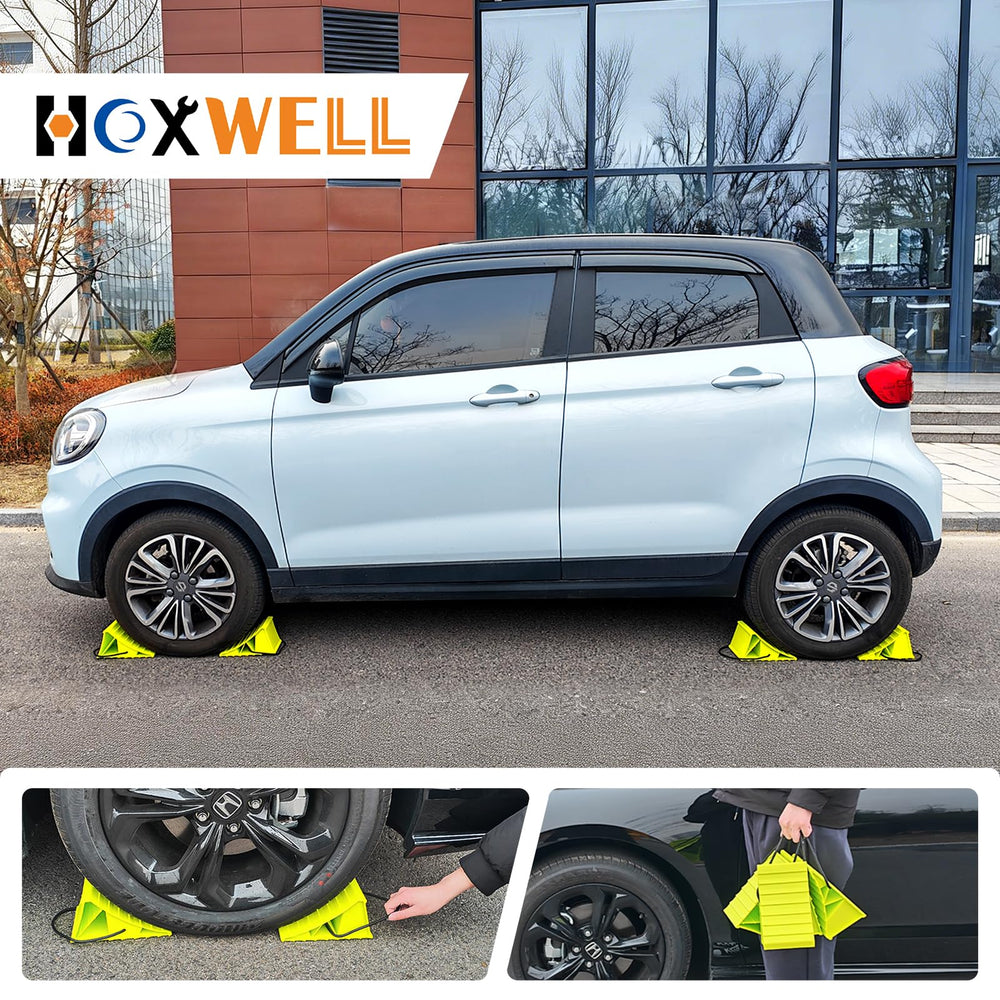 HOXWELL stackable chocks save space when not in use.