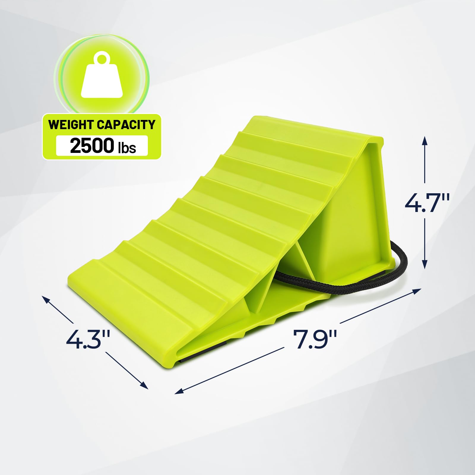 HOXWELL wheel chocks with triangular structure provide durable base and grip.